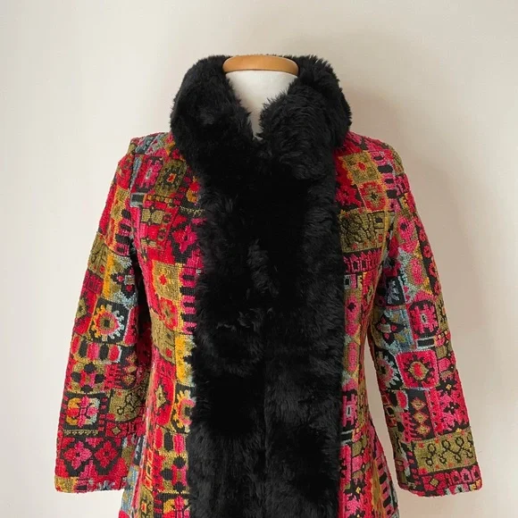 Vintage 1960s/70s Tapestry Carpet Princess Coat - Picture 2 of 6